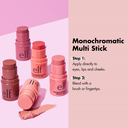 e.l.f. Monochromatic Multi Stick, Luxuriously Creamy & Blendable Color, For Eyes, Lips & Cheeks, Dazzling Peony, 0.17 oz (5 g)-UPStoxs