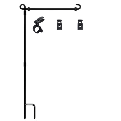 HOOSUN Garden Flag Stand, Premium Garden Flag Pole Holder Metal Powder-Coated Weather-Proof Paint with one Tiger Clip and two Spring Stoppers without flag-UPStoxs
