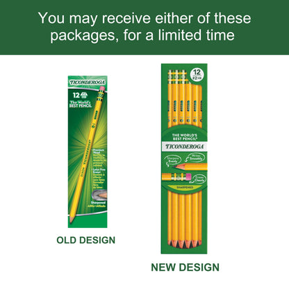 Ticonderoga Wood-Cased Pencils, Pre-Sharpened, 2 HB Soft, Yellow, 12 Count-UPStoxs