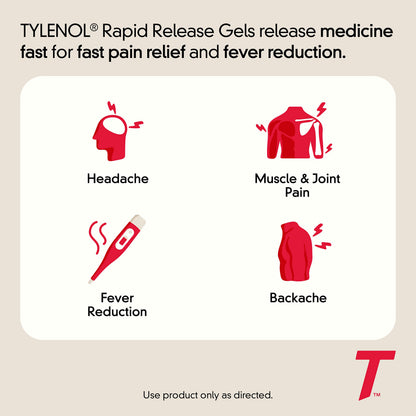 Tylenol Extra Strength Acetaminophen Rapid Release Gels, Pain Reliever & Fever Reducer, 100 ct-UPStoxs