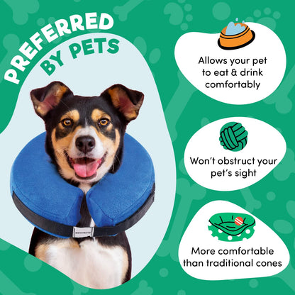 BENCMATE Protective Inflatable Collar for Dogs and Cats - Soft Pet Recovery Collar Does Not Block Vision E-Collar (Large, Blue)-UPStoxs