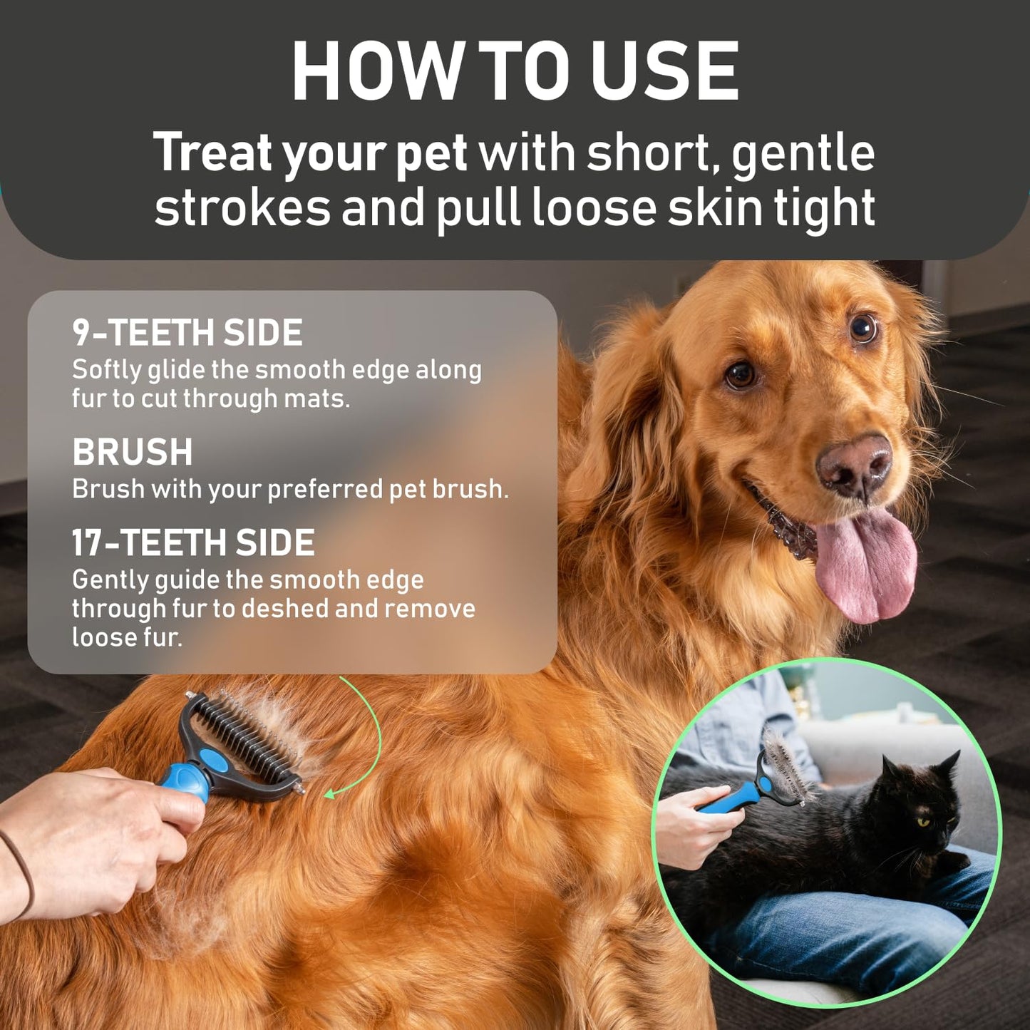 Maxpower Planet Pet Grooming Rake - Double-Sided Dematting Undercoat Brush for Dogs and Cats, Extra Wide, Reduces Shedding by 95%, Blue-UPStoxs