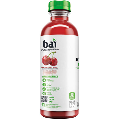 Bai Antioxidant Infused Water Beverage, Zambia Bing Cherry, with Vitamin C and No Artificial Sweeteners, 18 Fluid Ounce Bottle, 12 Pack-UPStoxs