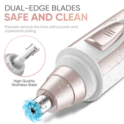 Ear and Nose Hair Trimmer Clipper - 2024 Professional Painless Eyebrow & Facial Hair Trimmer for Men Women, Battery-Operated Trimmer with IPX7 Waterproof, Dual Edge Blades for Easy Cleansing Pink-UPStoxs