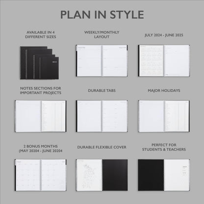 Blue Sky 2024-2025 Academic Year Weekly and Monthly Planner, 8.5" x 11", Flexible Cover, Wirebound, Enterprise (150144)-UPStoxs