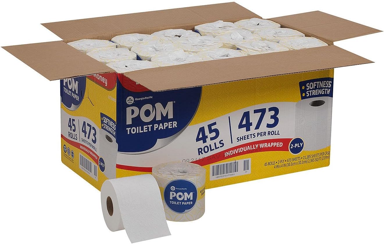 POM 2-Ply Toilet Paper 473 sheets/roll, 45 rolls