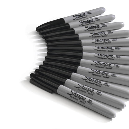 Sharpie Permanent Markers, Fine Point, Black, 12 Count, Proudly Permanent Ink, Intensely Brilliant Colors-UPStoxs