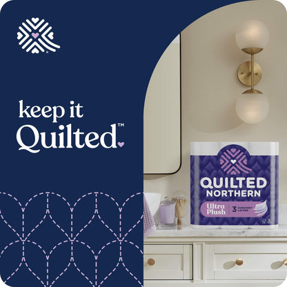 Quilted Northern Ultra Plush Toilet Paper, 24 Mega Rolls = 96 Regular Rolls, 3X Thicker*, 3 Ply Soft Toilet Tissue-UPStoxs