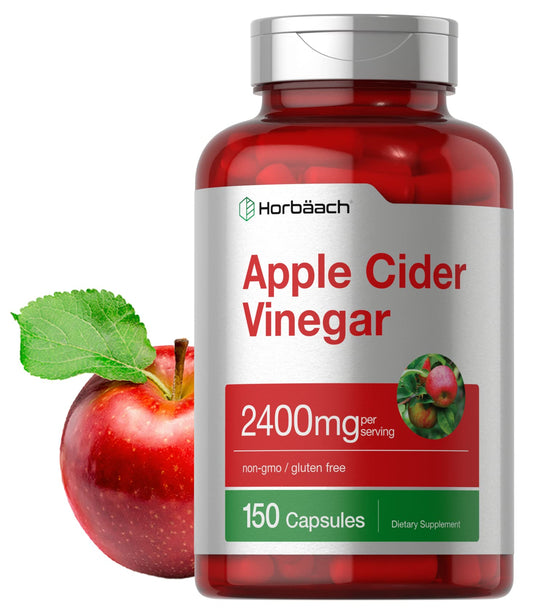 Horbäach Apple Cider Vinegar Capsules | 2400mg | 150 Count | Non-GMO, Gluten Free Supplement-UPStoxs