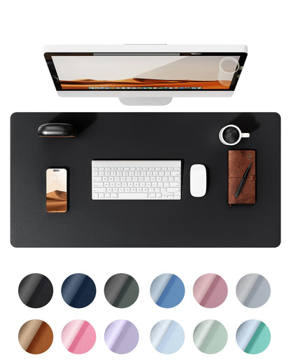 YSAGi Leather Desk Pad Protector, Office Desk Mat, Large Mouse Pad, Non-Slip PU Leather Desk Blotter, Laptop Desk Pad, Waterproof Desk Writing Pad for Office and Home (Black, 23.6" x 13.8")-UPStoxs