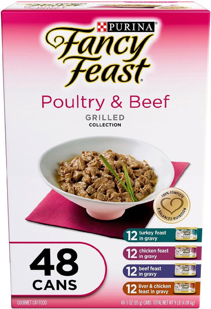 Purina Fancy Feast Canned Wet Cat Food, Variety Pack, 3 oz., 48 ct., Choose Flavor