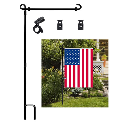 HOOSUN Garden Flag Stand, Premium Garden Flag Pole Holder Metal Powder-Coated Weather-Proof Paint with one Tiger Clip and two Spring Stoppers without flag-UPStoxs