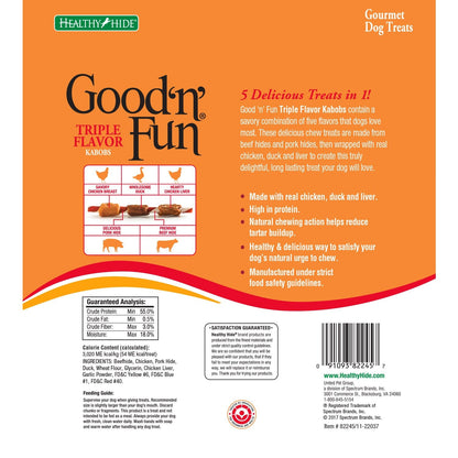 Good'N'Fun Triple Flavored Rawhide Kabobs for Dogs, 1 Pack, 12 oz-UPStoxs
