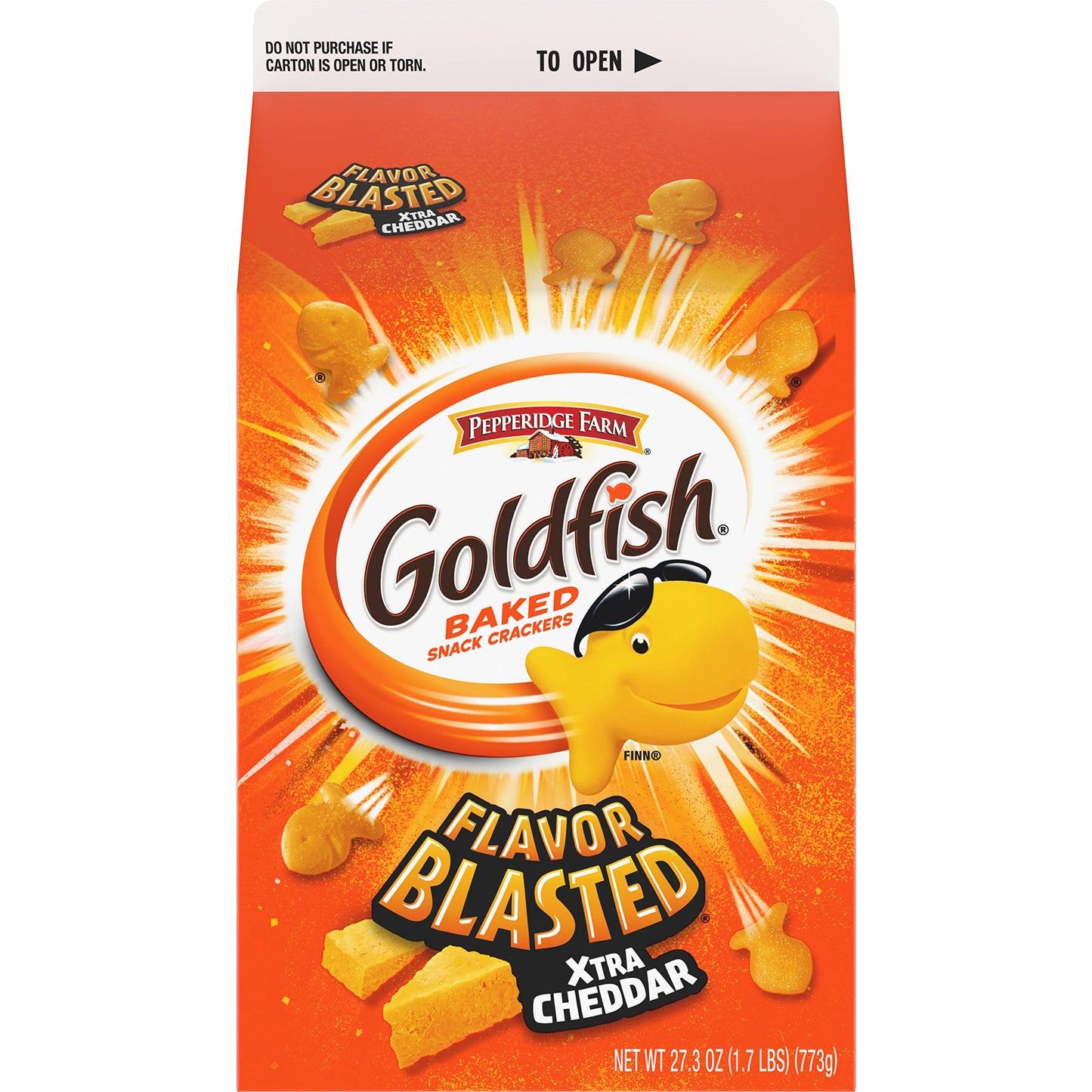 Goldfish Flavor Blasted Xtra Cheddar Cheese Crackers, 27.3 oz Carton-UPStoxs