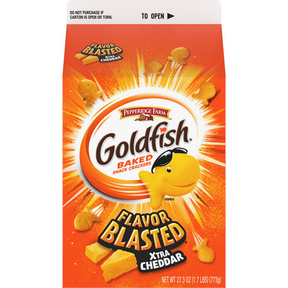 Goldfish Flavor Blasted Xtra Cheddar Cheese Crackers, 27.3 oz Carton-UPStoxs