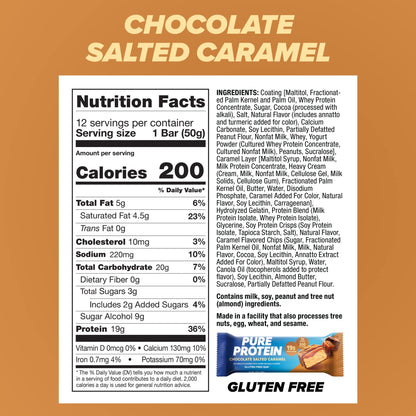 Pure Protein Bars, High Protein, Nutritious Snacks to Support Energy, Low Sugar, Gluten Free, Chocolate Salted Caramel, 1.76 oz., 12 Count (Pack of 1) (Packaging May Vary)-UPStoxs