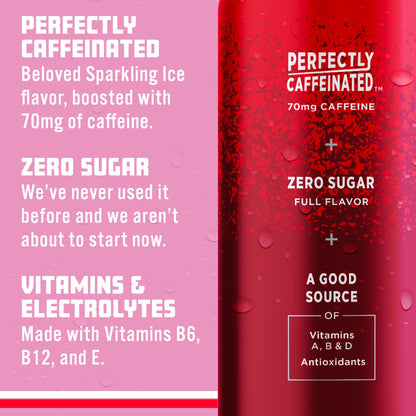 Sparkling Ice +Caffeine Cherry Vanilla Sparkling Water with Caffeine, Zero Sugar, with Antioxidants and Vitamins,16 fl oz Cans (Pack Of 12)-UPStoxs