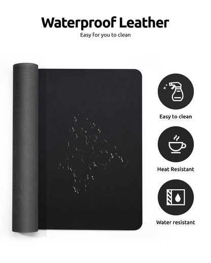 YSAGi Leather Desk Pad Protector, Office Desk Mat, Large Mouse Pad, Non-Slip PU Leather Desk Blotter, Laptop Desk Pad, Waterproof Desk Writing Pad for Office and Home (Black, 23.6" x 13.8")-UPStoxs