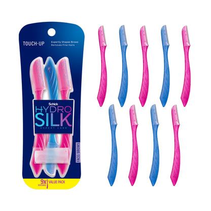 Schick Hydro Silk Touch-Up Dermaplaning Tool with Precision Cover, 9ct | Dermaplane Razor, Face Razors for Women, Eyebrow Razor, Facial Razor, Dermaplaning Razor, Womens Face Razor Peach Fuzz Remover-UPStoxs