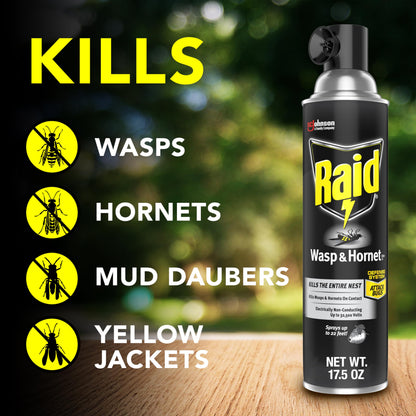 Raid Wasp & Hornet Killer Spray, Bug Killer Kills the Entire Nest, 14 Oz, 2 Count-UPStoxs