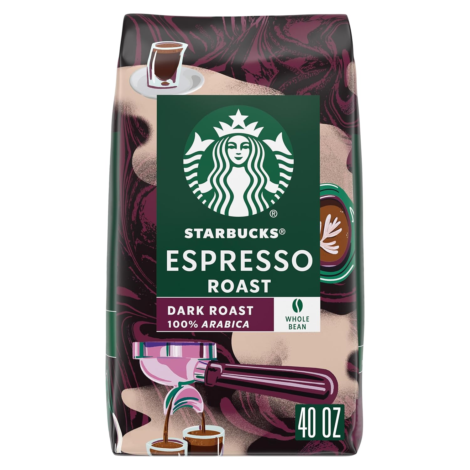 Starbucks Whole Bean Coffee, Espresso Roast Dark, 40 oz.-UPStoxs