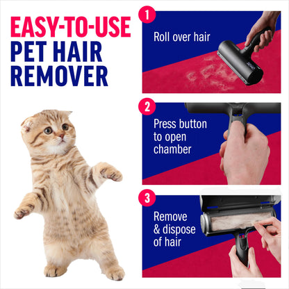 Chom Chom Roller Pet Hair Remover and Reusable Lint Roller - Black ChomChom Cat and Dog Hair Remover for Furniture, Couch, Carpet, Clothing and Bedding - Portable, Multi-Surface Fur Removal Tool-UPStoxs
