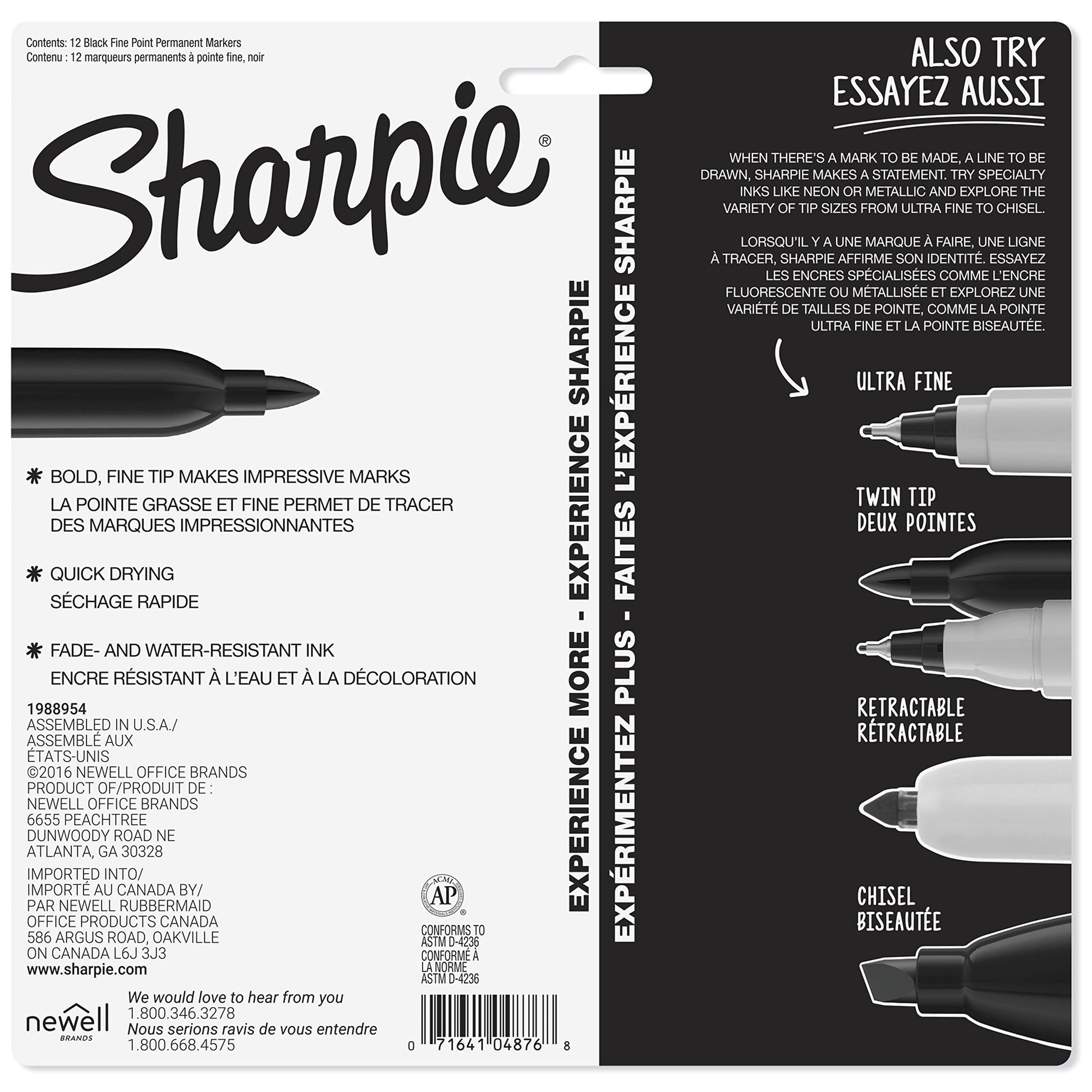 Sharpie Permanent Markers, Fine Point, Black, 12 Count, Proudly Permanent Ink, Intensely Brilliant Colors-UPStoxs