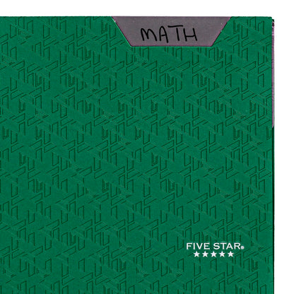 Five Star 2 Pocket Folder, Plastic Folder with Stay-Put Tabs and Prong Fasteners, Fits 3-Ring Binder, Holds 8-1/2" x 11" Paper, Writable Label, Forest Green (72111)-UPStoxs