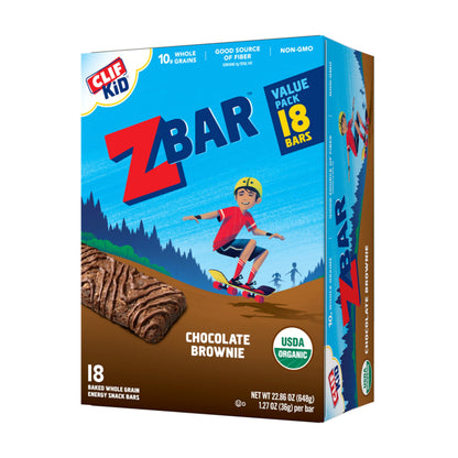 CLIF Kid Zbar - Chocolate Brownie - Soft Baked Whole Grain Snack Bars - USDA Organic - Non-GMO - Plant-Based - 1.27 oz. (18 Pack)-UPStoxs