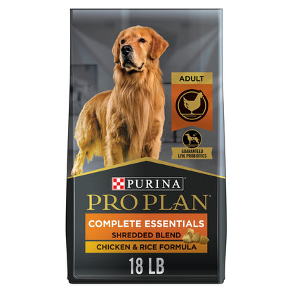 Purina Pro Plan High Protein Dog Food With Probiotics for Dogs, Shredded Blend Chicken & Rice Formula - 18 lb. Bag-UPStoxs