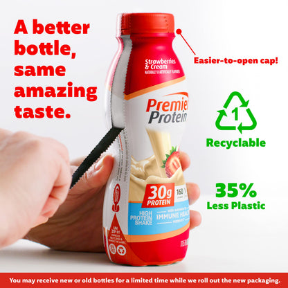 Premier Protein Liquid Protein Shake -24 Vitamins & Minerals/Nutrients to Support Immune Health, Strawberries, 11.5 Fl Oz Bottle (Pack of 12)-UPStoxs