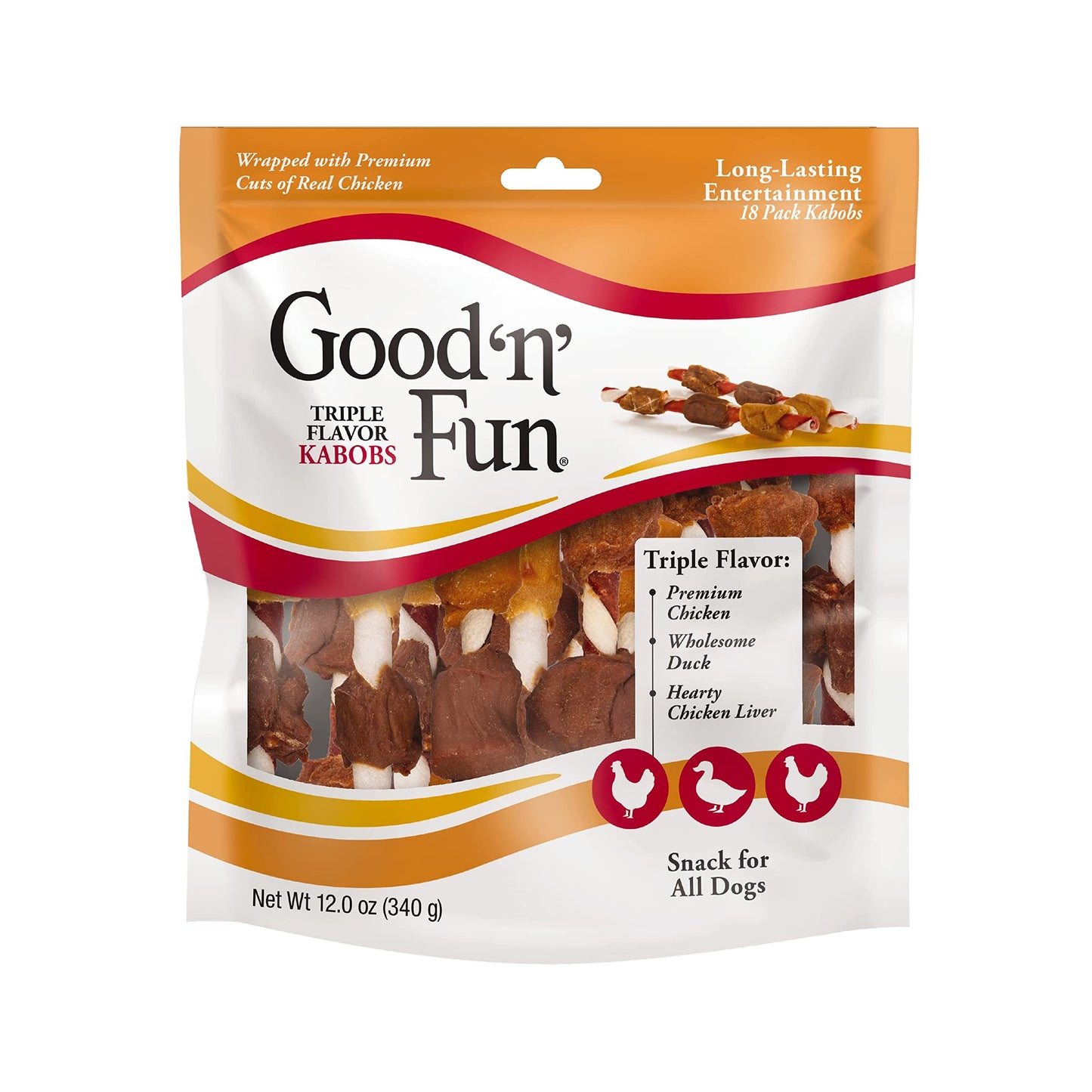 Good'N'Fun Triple Flavored Rawhide Kabobs for Dogs, 1 Pack, 12 oz-UPStoxs