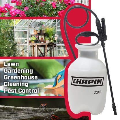 Chapin 22000 Made in USA Value Pack of 2 Units, 1 Gallon Lawn and Garden Pump Pressured Sprayer, for Spraying Plants, Garden Watering, Lawns, Weeds and Pests, Translucent White-UPStoxs