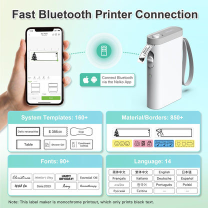 Nelko Label Maker Machine with Tape, P21 Bluetooth Label Printer, Wireless Mini Label Makers with Multiple Templates for Organizing Office Home, White-UPStoxs