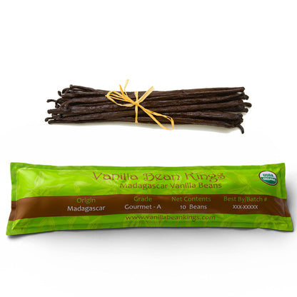 10 Organic Madagascar Vanilla Beans Whole Grade A Vanilla Pods for Vanilla Extract and Baking-UPStoxs