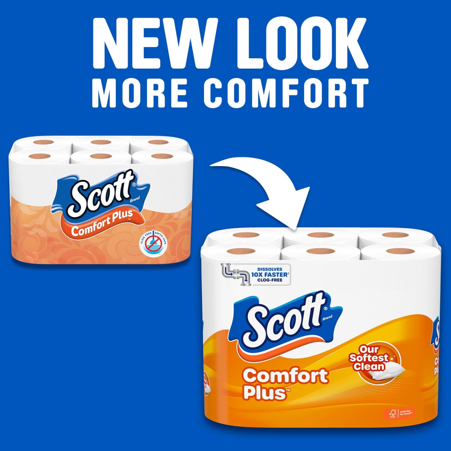 Scott ComfortPlus Toilet Paper, 36 Mega Rolls (2 Packs of 18), 425 Sheets per Roll, Septic-Safe, 1-Ply Toilet Tissue-UPStoxs