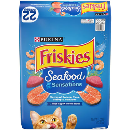 Purina Friskies Dry Cat Food, Seafood Sensations - 22 lb. Bag-UPStoxs