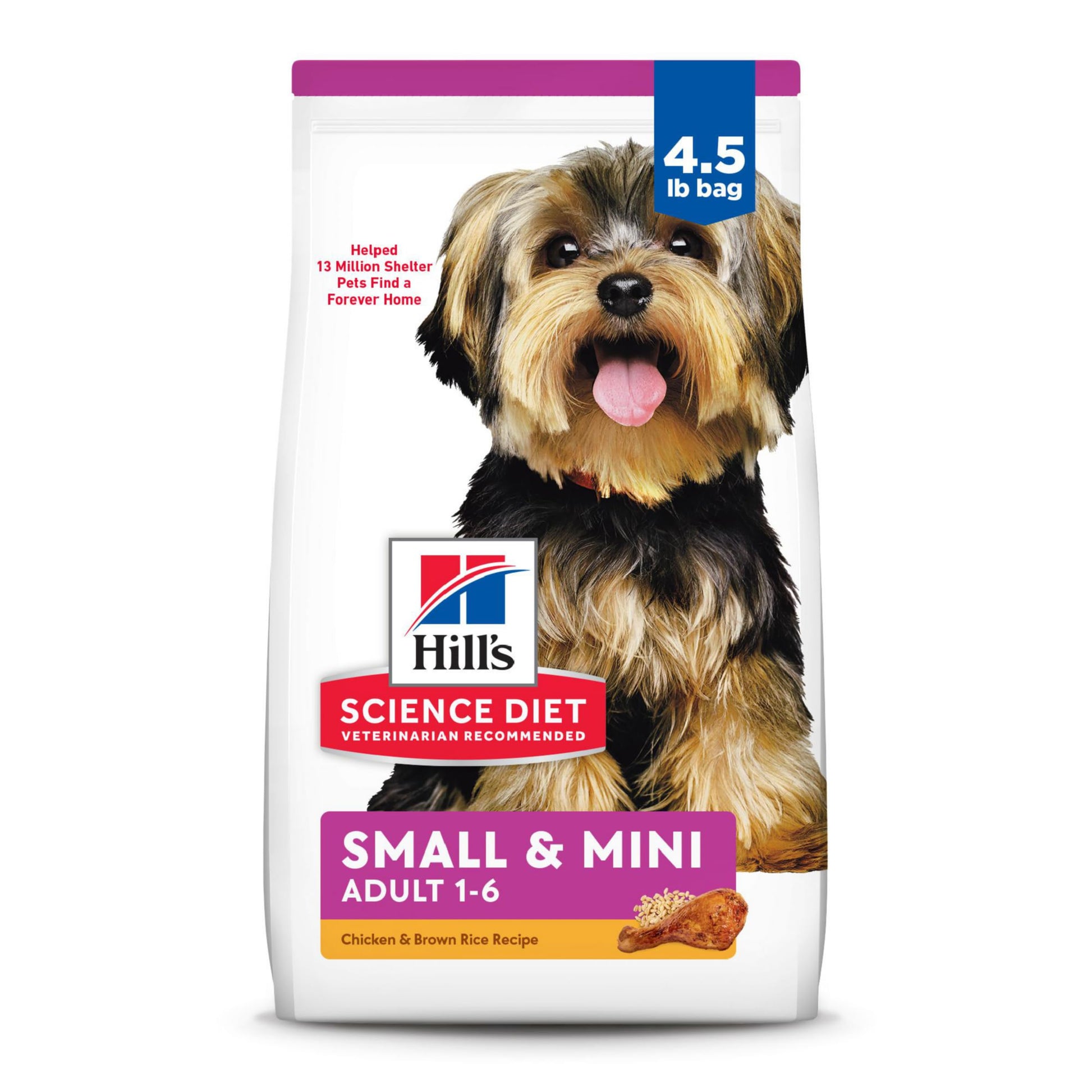 Hill's Science Diet Small & Mini, Adult 1-6, Small & Mini Breeds Premium Nutrition, Dry Dog Food, Chicken & Brown Rice, 4.5 lb Bag-UPStoxs
