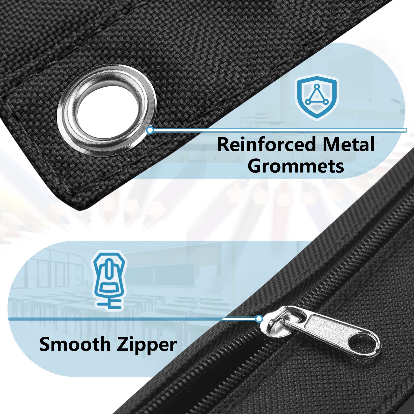 Forvencer Pencil Pouch for 3 Ring Binder, Binder Pencil Case with Smooth Zipper, Clear Window Pencil Case for Binder, Big Capacity 3 Ring Binder Pencil Bag with 3 Reinforced Grommets, Pink-UPStoxs