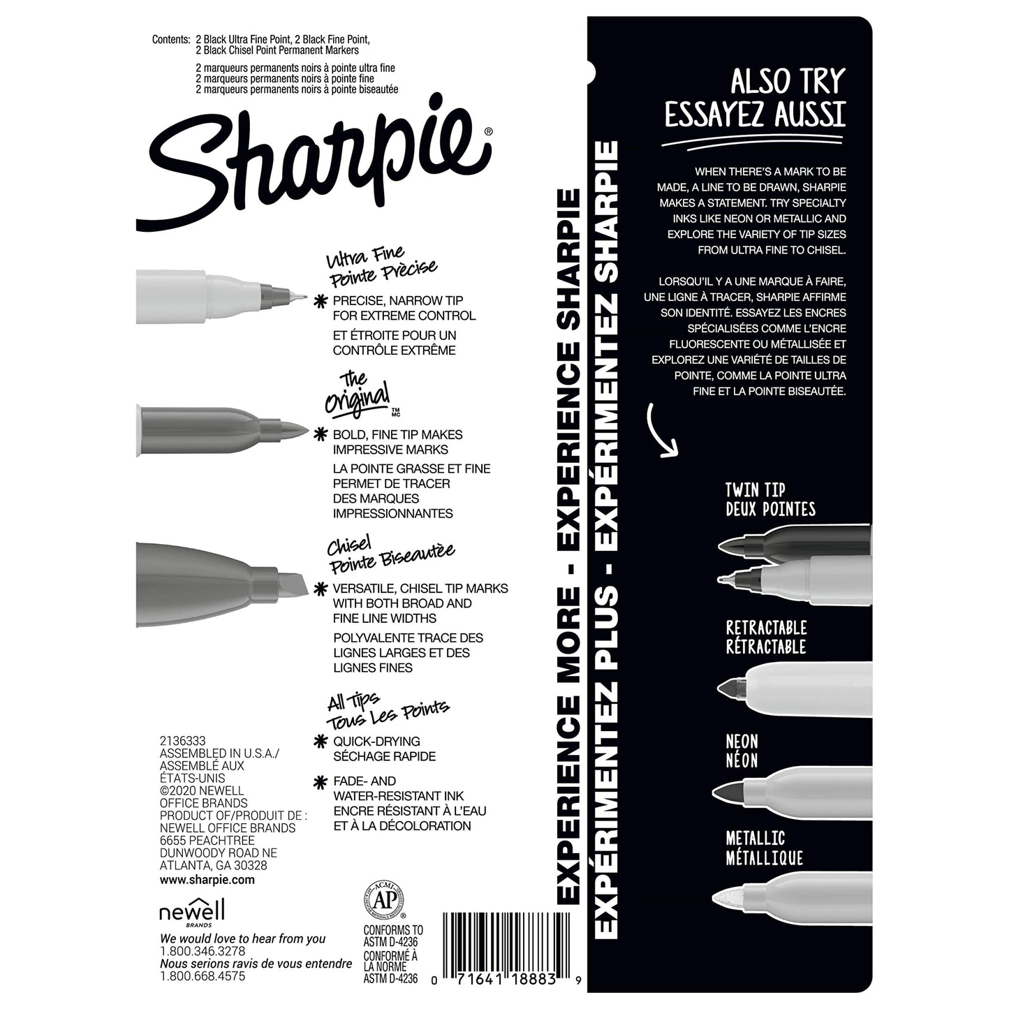Sharpie Permanent Markers Variety Pack, Featuring Ultra-Fine, Chisel Tip, And Fine Tip Marker Set, Writing And Poster Markers, Black, 6 Count-UPStoxs