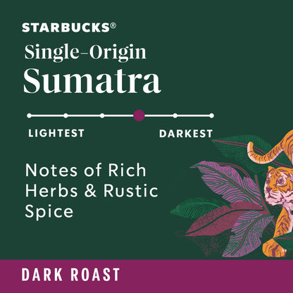 Starbucks K-Cup Coffee Pods, Dark Roast Coffee, Sumatra for Keurig Brewers, 100% Arabica, 4 boxes (96 pods total)-UPStoxs