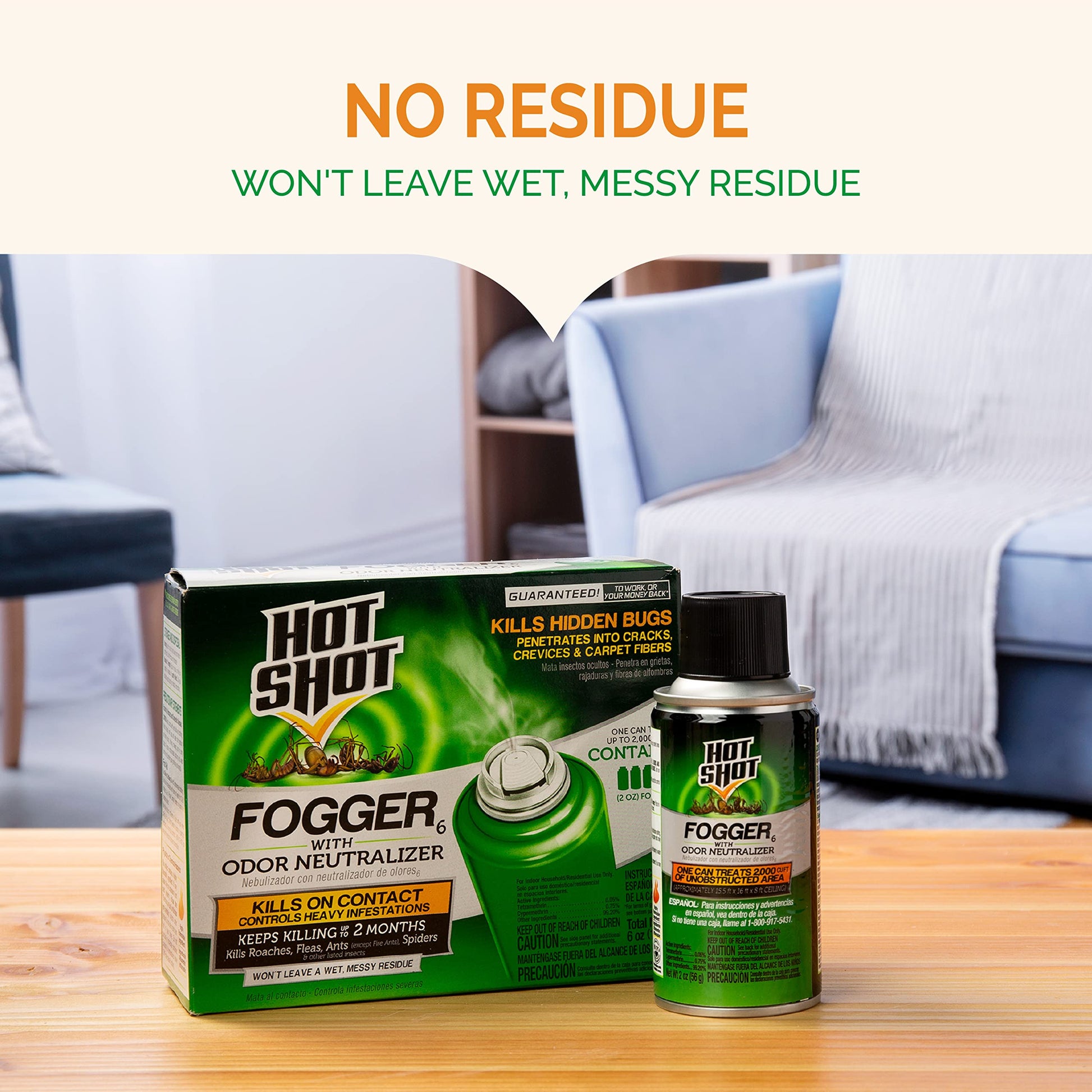 Hot Shot Fogger With Odor Neutralizer, Kills Roaches, Ants, Spiders & Fleas, Controls Heavy Infestations, 6 count-2 oz - Pack of 2-UPStoxs