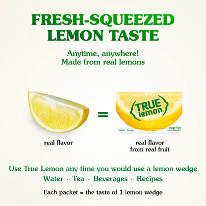 TRUE LEMON Water Enhancer, Bulk Dispenser, 100 Count (Pack of 1), 0 Calorie Drink Mix Packets For Water, Sugar Free Lemon Flavoring Powder Packets-UPStoxs
