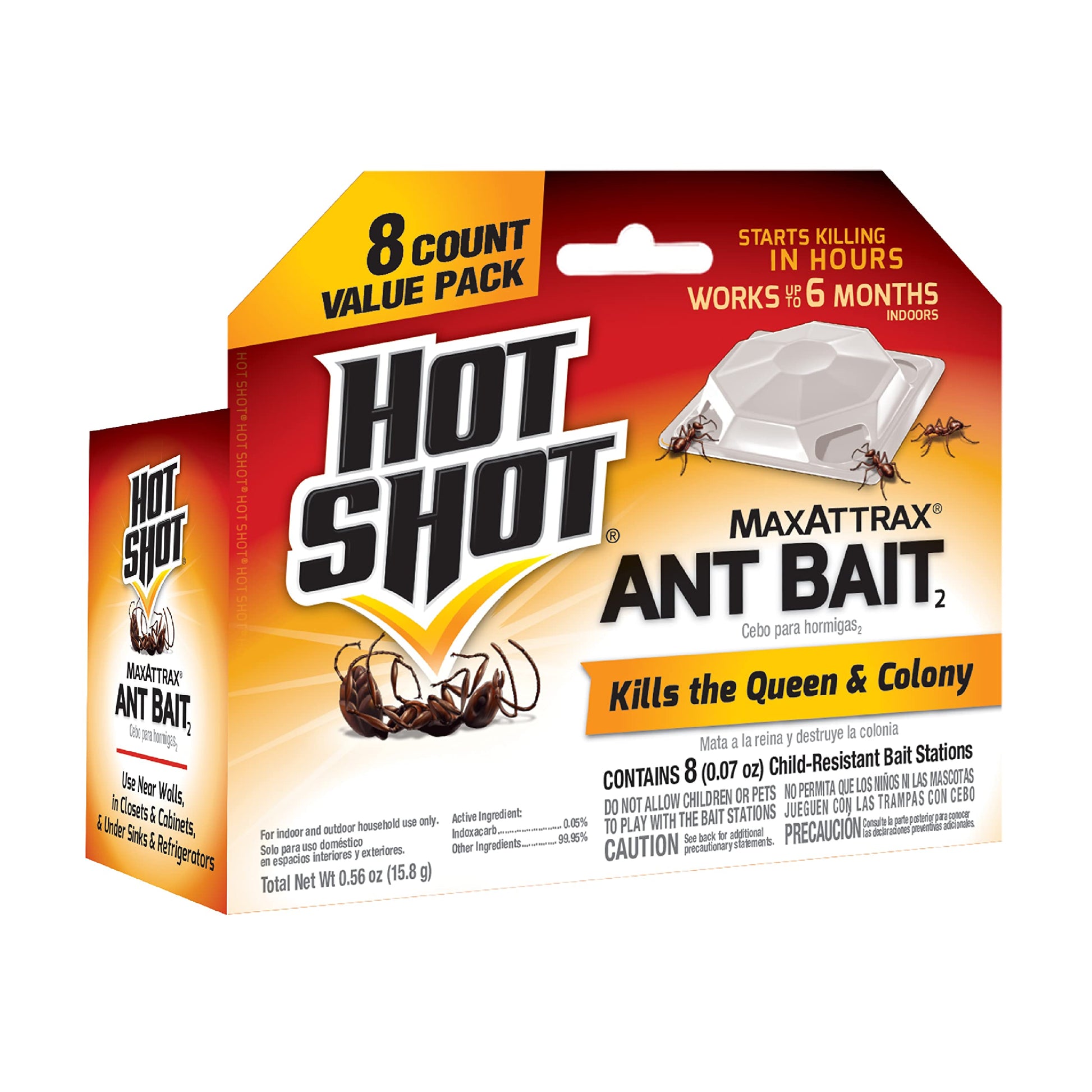 Hot Shot Ant Bait, Kills the Queen and Colony, Works for 6 months, Pack of 1, 8 Count-UPStoxs