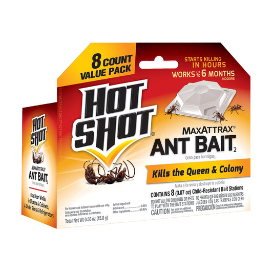 Hot Shot Ant Bait, Kills the Queen and Colony, Works for 6 months, Pack of 1, 8 Count-UPStoxs