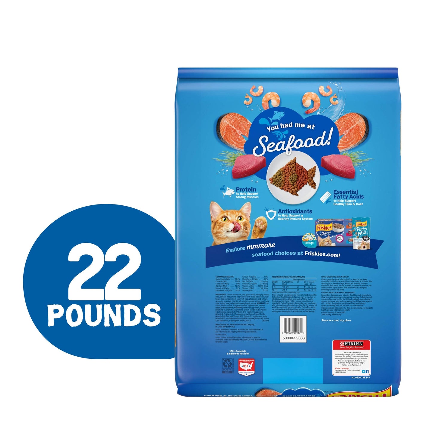 Purina Friskies Dry Cat Food, Seafood Sensations - 22 lb. Bag-UPStoxs