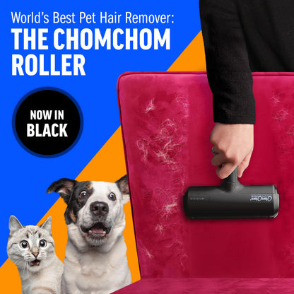 Chom Chom Roller Pet Hair Remover and Reusable Lint Roller - Black ChomChom Cat and Dog Hair Remover for Furniture, Couch, Carpet, Clothing and Bedding - Portable, Multi-Surface Fur Removal Tool-UPStoxs