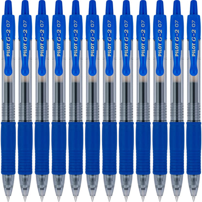 PILOT G2 Premium Refillable & Retractable Rolling Ball Gel Pens, Fine Point, Blue Ink, 12 Count (31021)-UPStoxs
