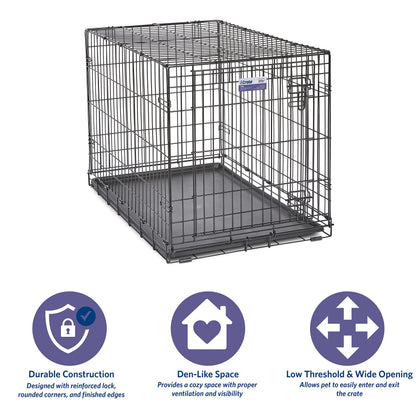 MidWest Homes for Pets Newly Enhanced Single Door iCrate Dog Crate, Includes Leak-Proof Pan, Floor Protecting Feet , Divider Panel & New Patented Features, Black-UPStoxs