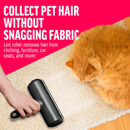Chom Chom Roller Pet Hair Remover and Reusable Lint Roller - Black ChomChom Cat and Dog Hair Remover for Furniture, Couch, Carpet, Clothing and Bedding - Portable, Multi-Surface Fur Removal Tool-UPStoxs